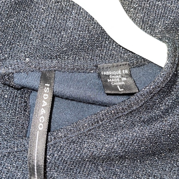 ISDA & Co. Black Sparkly Long Sleeve Crew Neck Top Size L - Picture 4 of 6